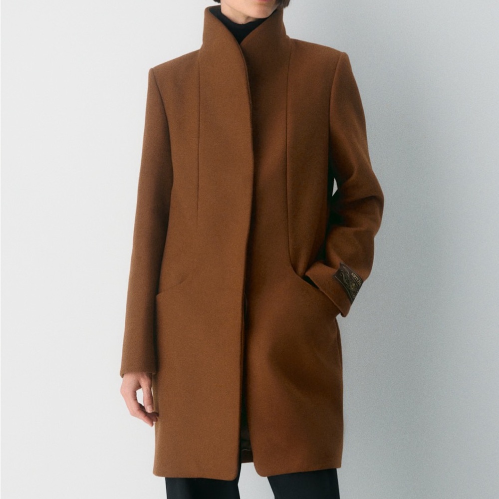 ARITZIA Wilfred Cocoon Short Camel Wool Cashmere Italy Coat